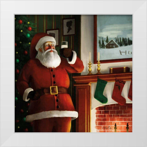 Christmas Eve Santa White Modern Wood Framed Art Print by Milan, Vittorio