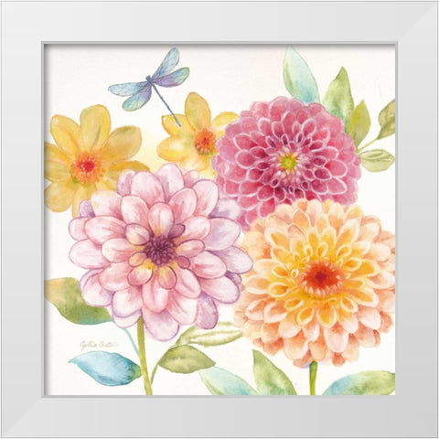 Dahlia Garden II White Modern Wood Framed Art Print by Coulter, Cynthia