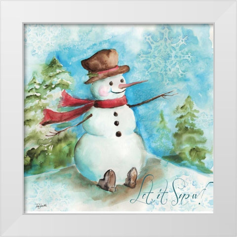 Watercolor Snowmen I White Modern Wood Framed Art Print by Tre Sorelle Studios