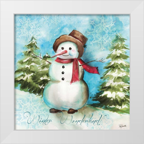 Watercolor Snowmen II White Modern Wood Framed Art Print by Tre Sorelle Studios