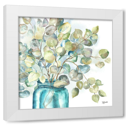 Eucalyptus in Mason Jar II White Modern Wood Framed Art Print by Tre Sorelle Studios