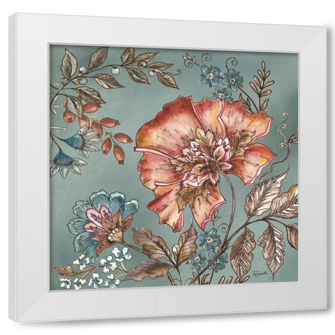 Garden Vines I on Teal White Modern Wood Framed Art Print by Tre Sorelle Studios