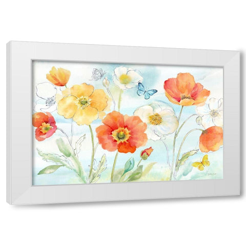 Happy Poppies I White Modern Wood Framed Art Print by Coulter, Cynthia