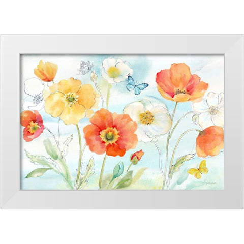 Happy Poppies I White Modern Wood Framed Art Print by Coulter, Cynthia