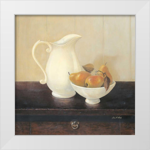 Creamware with Pears White Modern Wood Framed Art Print by Fisk, Arnie