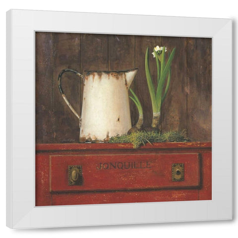 Jonquille White Modern Wood Framed Art Print by Fisk, Arnie
