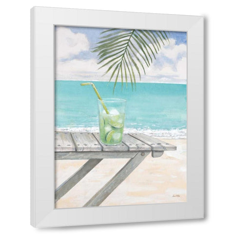 Beach Refreshment White Modern Wood Framed Art Print by FISK, Arnie