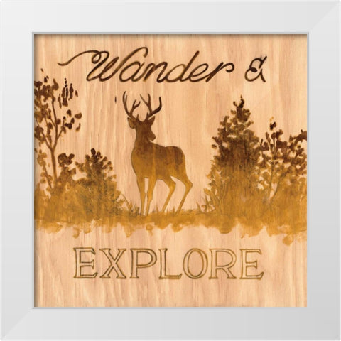 Wander and Explore White Modern Wood Framed Art Print by Fisk, Arnie