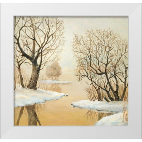 Winter Lake Square White Modern Wood Framed Art Print by Fisk, Arnie