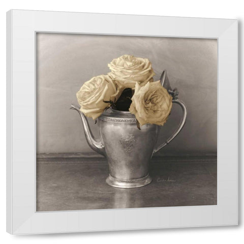 Trois Roses  White Modern Wood Framed Art Print by Atria, Cristin