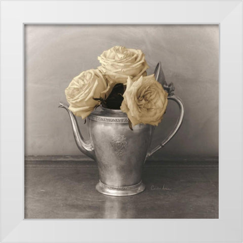 Trois Roses  White Modern Wood Framed Art Print by Atria, Cristin