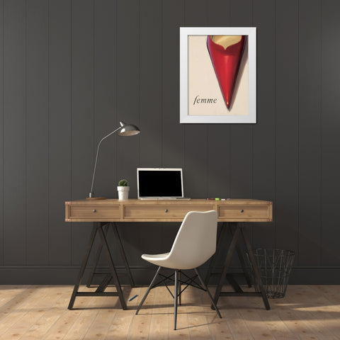 Femme Stiletto White Modern Wood Framed Art Print by Fabiano, Marco