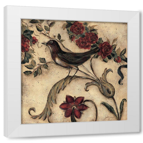 Crimson Song Bird 2 White Modern Wood Framed Art Print by Lehman, Laurel