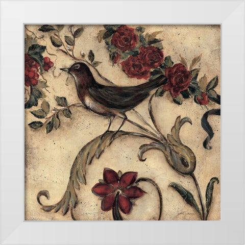 Crimson Song Bird 2 White Modern Wood Framed Art Print by Lehman, Laurel