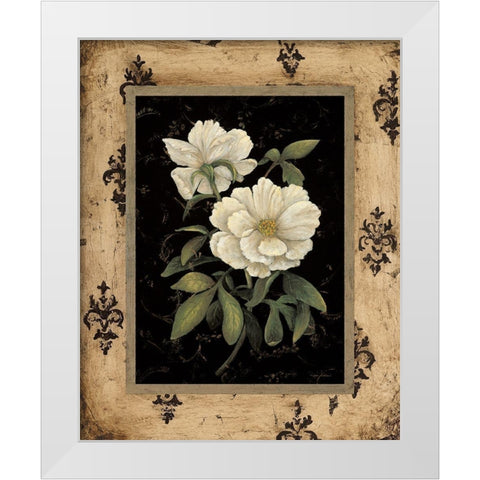 Silver Peony White Modern Wood Framed Art Print by Andrew, Regina