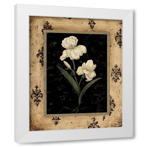 Silver Iris White Modern Wood Framed Art Print by Andrew, Regina