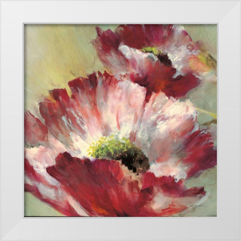 Lush Poppy White Modern Wood Framed Art Print by Heighton, Brent