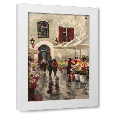 Rue De Fleurs White Modern Wood Framed Art Print by Heighton, Brent
