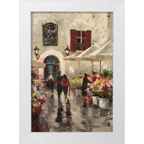 Rue De Fleurs White Modern Wood Framed Art Print by Heighton, Brent