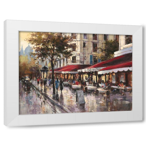 Avenue Des Champs-Elysees White Modern Wood Framed Art Print by Heighton, Brent