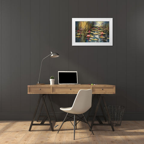 Impressionists Pond White Modern Wood Framed Art Print by Heighton, Brent