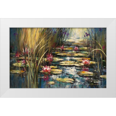 Impressionists Pond White Modern Wood Framed Art Print by Heighton, Brent