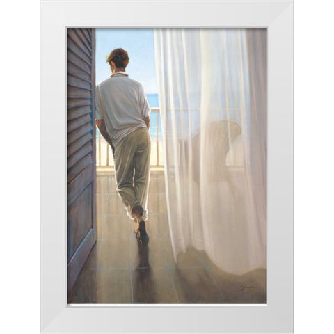 Terrace View White Modern Wood Framed Art Print by Lynch, Brent