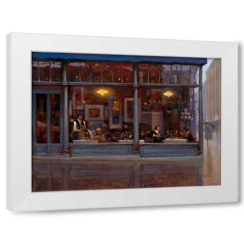 Fifth Avenue Cafe 2 White Modern Wood Framed Art Print by Lynch, Brent