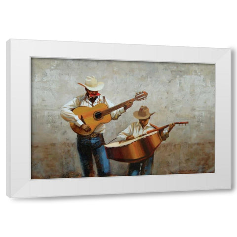 Street Music White Modern Wood Framed Art Print by Lynch, Brent