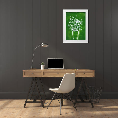 Emerald Bouquet White Modern Wood Framed Art Print by Loco, Filippo