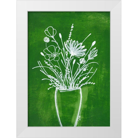 Emerald Bouquet White Modern Wood Framed Art Print by Loco, Filippo