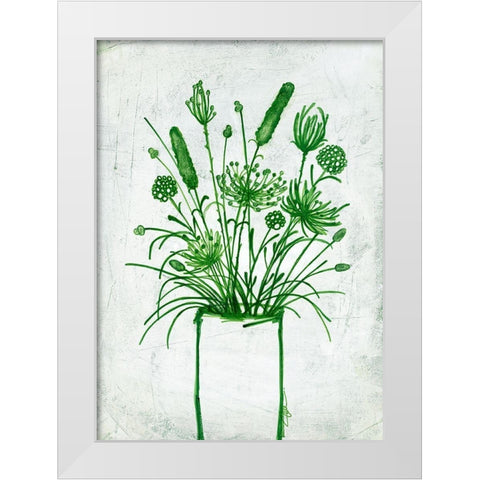 Fresh Greenery Florals White Modern Wood Framed Art Print by Loco, Filippo