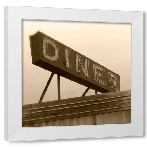 Diner Sign White Modern Wood Framed Art Print by Robertson, Walter