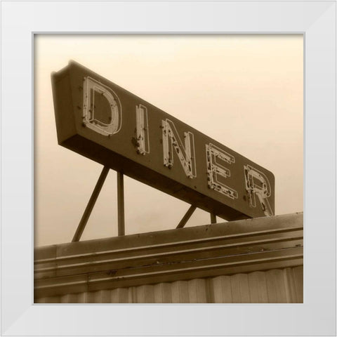 Diner Sign White Modern Wood Framed Art Print by Robertson, Walter