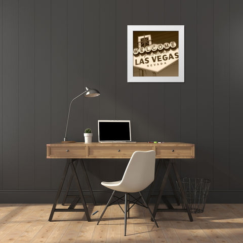 Welcome Sign White Modern Wood Framed Art Print by Robertson, Walter