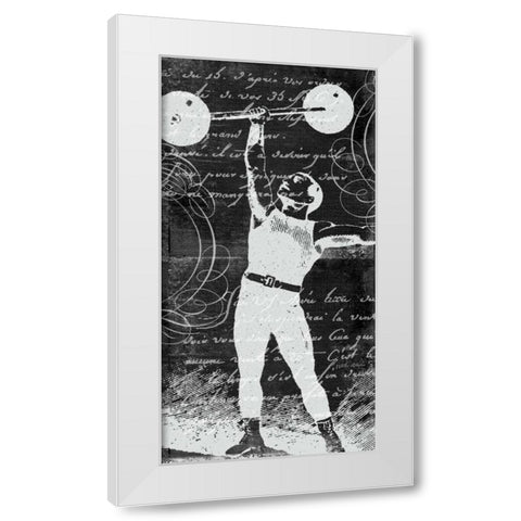 Barbell Boy  White Modern Wood Framed Art Print by Robertson, Walter