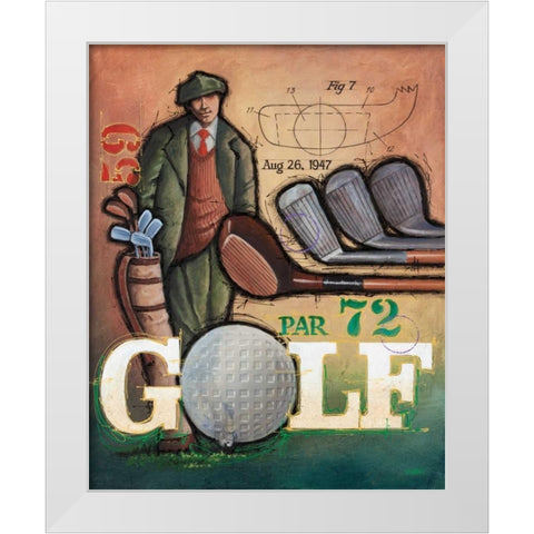 Vintage Golf 1 White Modern Wood Framed Art Print by Langton, Bruce