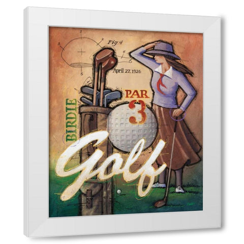Vintage Golf 2 White Modern Wood Framed Art Print by Langton, Bruce