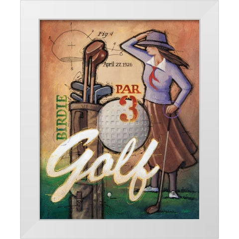 Vintage Golf 2 White Modern Wood Framed Art Print by Langton, Bruce