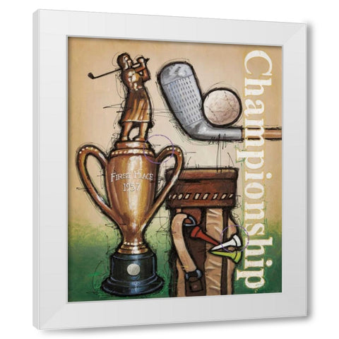 Vintage Golf 4 White Modern Wood Framed Art Print by Langton, Bruce