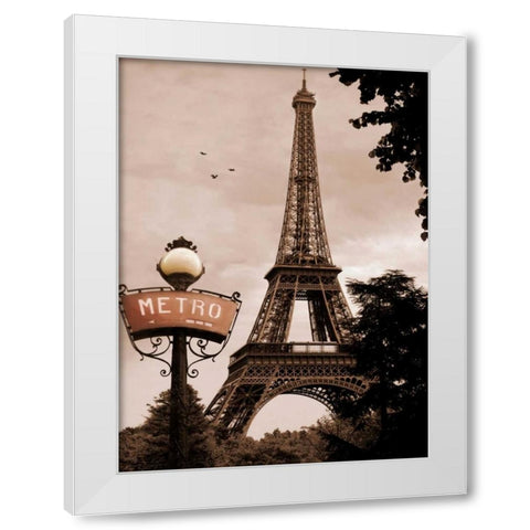 Tour Eiffel Metro White Modern Wood Framed Art Print by Greenwood, Michael