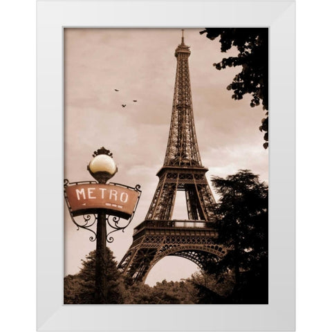Tour Eiffel Metro White Modern Wood Framed Art Print by Greenwood, Michael