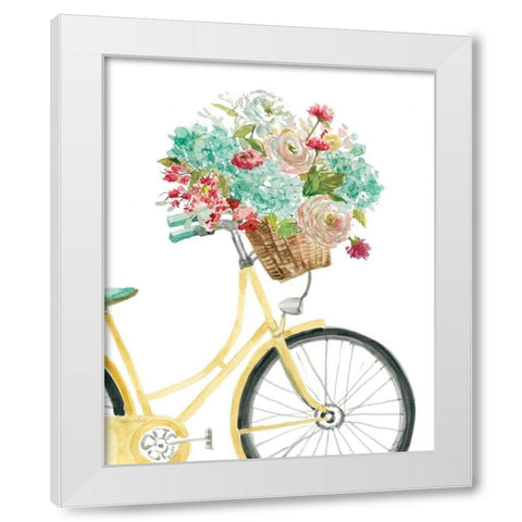 Posies and Pedals White Modern Wood Framed Art Print by Studio Rofino