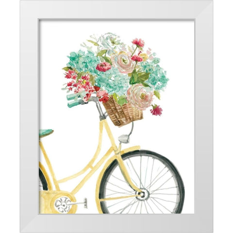 Posies and Pedals White Modern Wood Framed Art Print by Studio Rofino