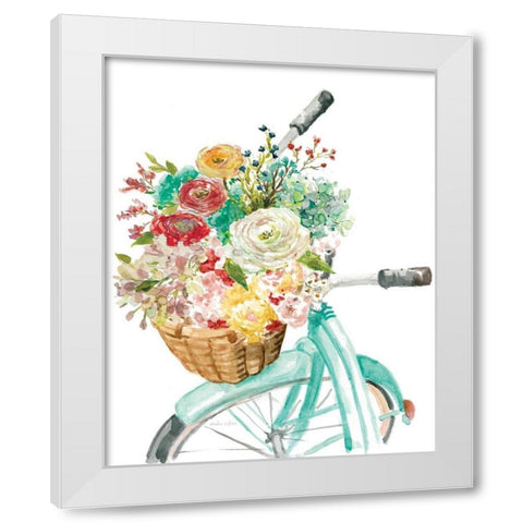 Basket and Bike White Modern Wood Framed Art Print by Studio Rofino