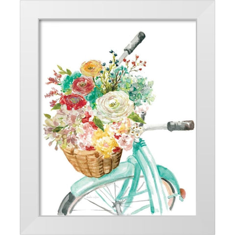 Basket and Bike White Modern Wood Framed Art Print by Studio Rofino