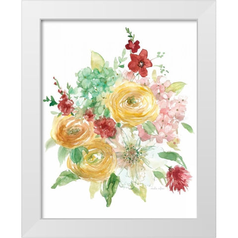 Vintage Style Bouquet White Modern Wood Framed Art Print by Studio Rofino