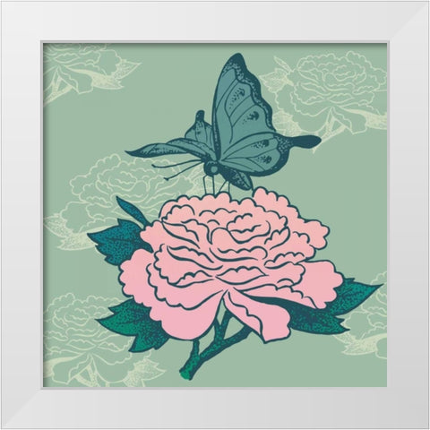 Chinoserie Wallpaper Pattern White Modern Wood Framed Art Print by Z Studio