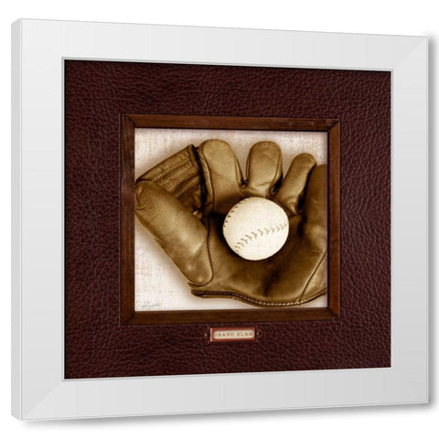 Vintage Baseball White Modern Wood Framed Art Print by Appleman, Sam