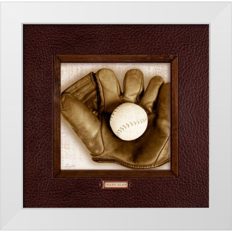 Vintage Baseball White Modern Wood Framed Art Print by Appleman, Sam